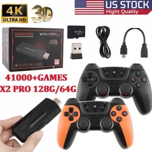 X2 PRO 128G 4K HD 3D Video Game Console Retro 41000+ Games 2 Wireless Controller - Picture 1 of 13
