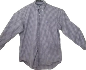 Camisa Polo Ralph Lauren Para Hombres Con Botones Talla Grande Azul A Cuadros Manga Larga - Imagen 1 de 9