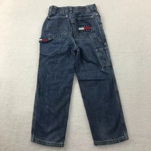 Vintage Tommy Hilfiger Boys Jeans Carpenter Sz 6 Blue Denim Y2K Hip Hop Utility - Picture 1 of 12