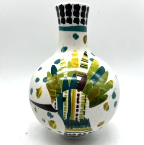 Anthropologie Bird Head Mohawk Ceramic Vase 6 inches Eclectic Abstract Confetti - Picture 1 of 6