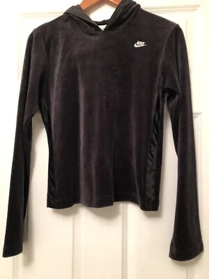 Sudadera corta vintage Nike terciopelo terciopelo negra rara talla mediana Foto 1 de 4