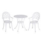 Outsunny 3pcs Garden Bistro Set Cast Aluminium Round Table With 2 Chairs White