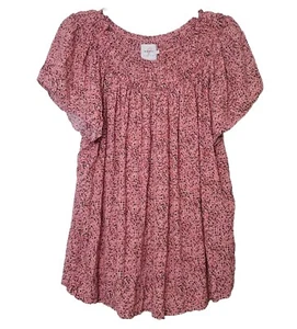 The Nines by Hatch Smock Neck Mini Disty Pink Floral Top Maternity Size L - Picture 1 of 9