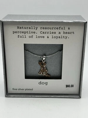 Rhinestone Dog Necklace 18” Chain Silver Plated New In Box - Image 1 of 4