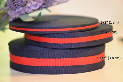 2 yards blue and red striped grosgrain ribbon DIY shoes/collars/bows/ties/belts - Image 1 of 3