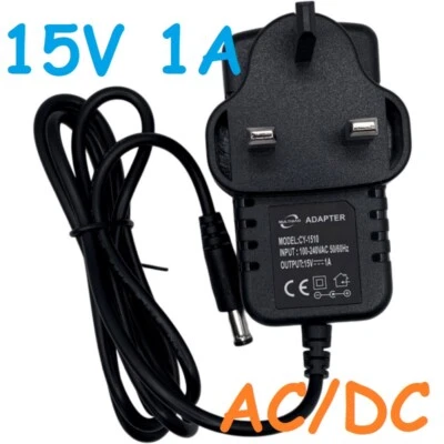 MULTIBAO 15V 1A AC/DC Power Supply Adapter Jack UK plug Converter Charger 5.5mm*2.1mm