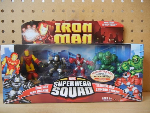 Marvel Super Hero Squad NEW IRON MAN FACE OFF  4-PK Crimson Dynamo Titanium Man Cover