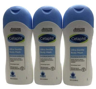 3 ультрамягких средства для мытья тела для чувствительной кожи без запаха Cetaphil — 16,9 унции каждая - Изображение 1 из 3
