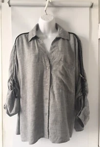Neu ohne Etikett Zara graues SHIRT MIT SEITLICHEN APPLIKATIONEN Kragen Langarm NEU Größe S O2611 - Bild 1 von 7