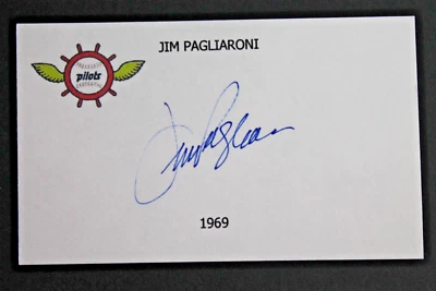 Jim Pagliaroni (d.2010) 1969 Seatlle Pilots Autographed Signed 3x5 Index Card - Image 1 of 2