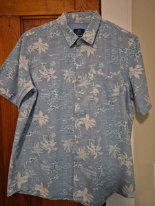 Camicia George Adulto Lg (42-44) Blu/Bianco Palme Misto Cotone Hawaiana Vestibilità Classica - Foto 1 di 10