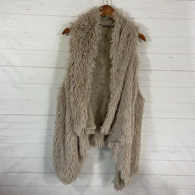 Chaleco Kensie Mujer Piel Sintética Abierto Cascada Frontal Talla Única Beige Forrado de Vellón Foto 1 de 4