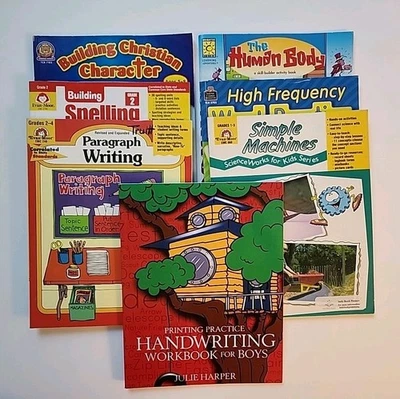 HUGE Homeschool Curriculum Lot Of 7 Student Workbooks/Resources K-4 Grades + - Image 1 of 4