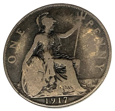 # C4134 GRANDE MOEDA BRITÂNICA, CENTAVO GRANDE 1917 - Imagem 1 de 2