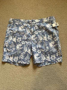 Izod Salzwasser Stretch Shorts Herren 38 blau tropisches Motiv flache Vorderseite neu mit Etikett - Bild 1 von 4