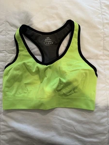 Markenloser neongrüner und schwarzer Damen-Sport-BH Größe 2LX - Bild 1 von 3