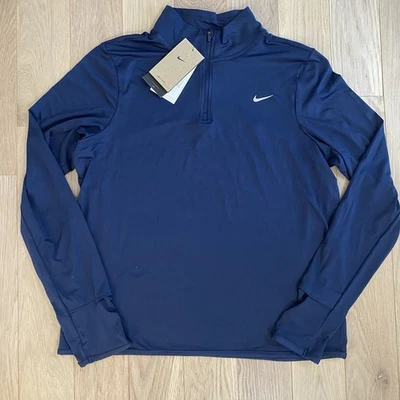 Nike Running Swift Element 1/4 Zip Long Sleeve Top Size Large Blue UPF 40+ New - Image 1 of 4