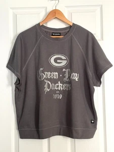Sudadera Green Bay Packers Mujer Script Bordada Gris Manga Corta Talla XL - Imagen 1 de 9