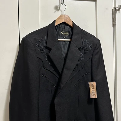 $199 NWT Scully Western Blazer Suit Jacket Floral Embroidery Black 44 XL Cowboy - Image 1 of 4