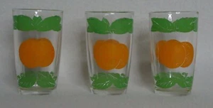 Hazel Atlas Juice Glasses Set of 3 Small 4 Oz. Oranges Mid Century MCM - Picture 1 of 3