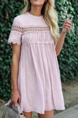 Vestido bordado a ganchillo INA [i:na] Muñeca bebé rosa bohemio talla S Foto 1 de 4