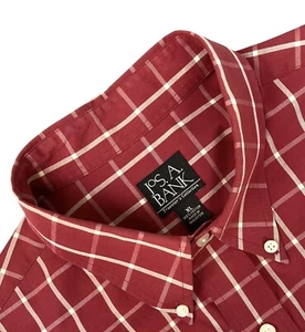 Camisa JOS A BANK Travelers Collection SS Botón Hombres XL Cuadros Marrón Puntada Única - Imagen 1 de 17