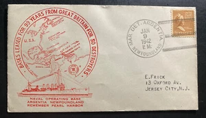 1942 Usa Navy Det Argentia Newfoundland Cover To Jersey City Naval Base - Picture 1 of 2