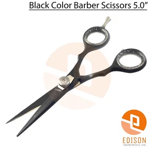 Professional Black Barber Hair Cutting Scissors 5" Salon Razor Edge Sharp Shears - Picture 1 of 3