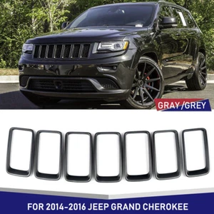 Gray Grill Rings Rims Cover Grille Inserts Fits 2014-2016 Jeep Grand Cherokee - Picture 1 of 8