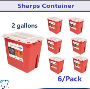 Contenedor para objetos punzocortantes DYNAREX 2 gal. Caída Horizontal, 6/Pk, Tapa Transparente, Bloqueo - Imagen 1 de 4