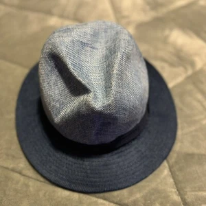 Stacy Adams Fedora Hat Blue, Dark Blue Trim Straw Like Medium Men's Adult Cap - Picture 1 of 3
