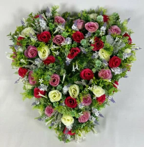 Large 20 Open Heart Artificial Grave flowers memorial/grave arrangement Pink - Picture 1 of 6