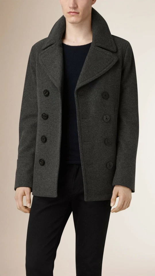 NWT BURBERRY MENS WOOL CASHMERE PEA COAT SZ US 44 EU 54 - Image 1 of 4