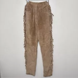 Pantalón vaquero de cuero sintético Danier vintage con 2 flecos para mujer - Imagen 1 de 16