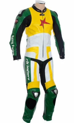 Silverstone Racing Green LEATHER Motorcycle 1 Pc Biker Suit LARGE 42" EU 52 UKFD - Image 1 of 4