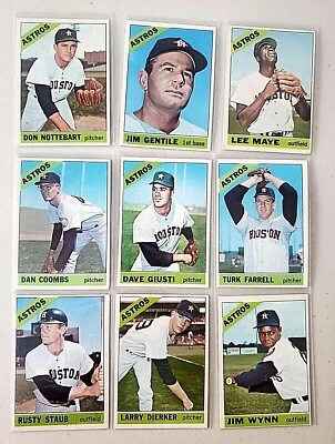 Лот из 9 1966 винтажных бейсбольных карточек Topps HOUSTON ASTROS RUSTY STAUB. JIMMY WYNN - Изображение 1 из 4