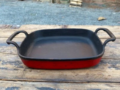 Panelas antigas originais de porcelana esmalte creme laranja frigideira - Imagem 1 de 4