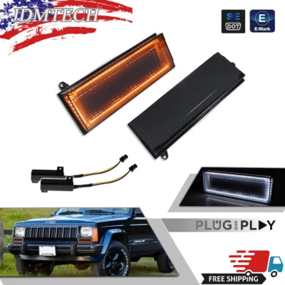 Luces de señal LED DRL ahumadas Switchback para 84-96 Jeep Cherokee y 86-92 Comanche Foto 1 de 4