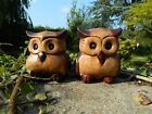 Wooden Owl Carving - Pair of Hand Carved Fat Owls 2 x 3"