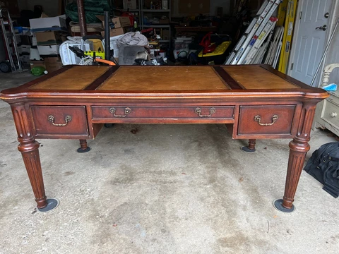 Antique Writing Desk With Leather Top Cover
