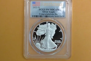 2022 W PROOF SILVER EAGLE CONGRATULATIONS SET PCGS PR70 DCAM First Strike - Picture 1 of 4