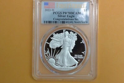 2022 W PROOF SILVER EAGLE CONGRATULATIONS SET PCGS PR70 DCAM First Strike - Image 1 of 4
