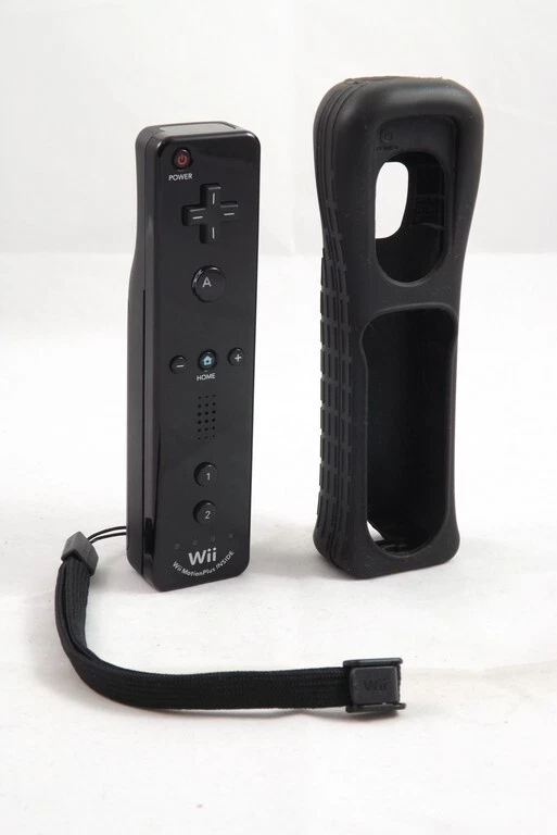 Original Nintendo Wii Fernbedienung / Remote Motion Plus Schwarz inkl. Silikonh - Bild 1 von 1