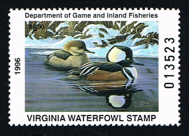 CKSTAMPS : 1996 US Virginia State Ducks Hunting Stamps $5.00, Mint NH OG VF S8 - Image 1 of 2