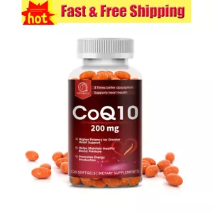 120 Capsules CoQ 10 Coenzyme Q10 200mg Softgel Support Heart Health Energy Boost - Picture 1 of 9