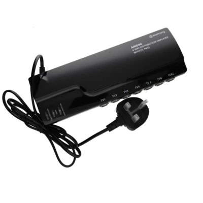 6-Wege 4G-Bereit VHF UHF TV-Antenne Verteilung Mit Verstärker Und DC-Bypass - Bild 1 von 4