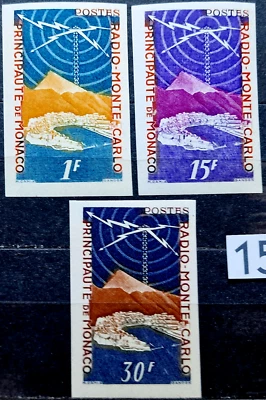 Monaco 1951 imperf MNH - Radio 3 Stamps Full Set YT €50.00 - Image 1 of 4