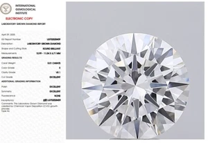 Lab Created Grown Diamond 5.01 Round for Engagement Ring IGI Certified E VS1 - Picture 1 of 9