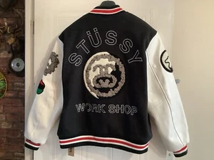 Stussy Work Shop x Denim Tears x Our Legacy Varsity Jacket SIZE M Leather RARE - Picture 1 of 21