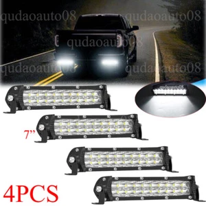 4PCS 7" Dual ROW 12V LED Work Light Bar Flood Pods Driving Off-Road Tractor 4WD - Picture 1 of 9